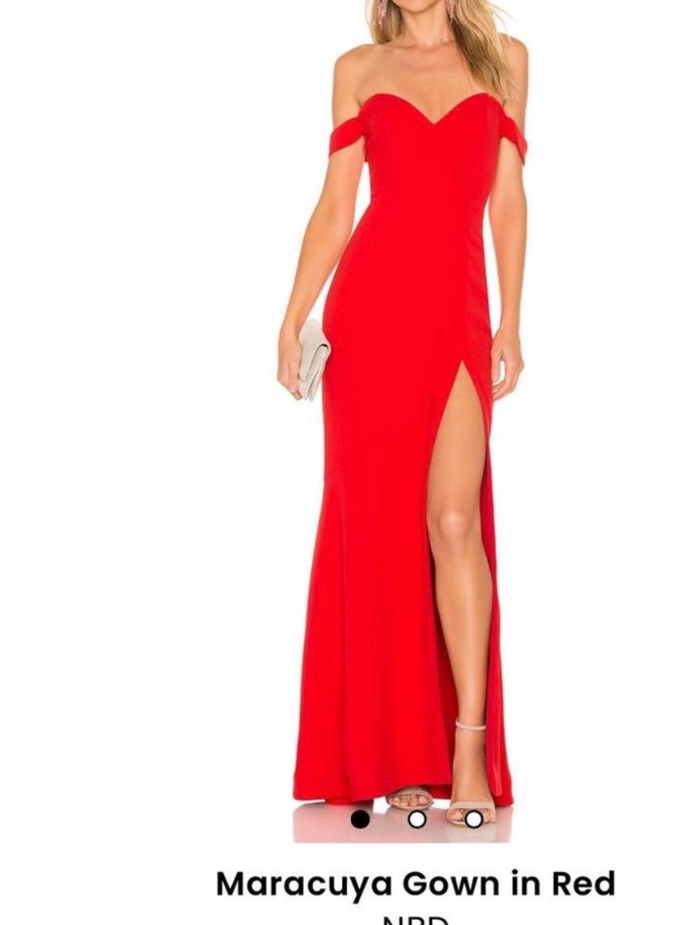 NBD Strapless Sweetheart Red Gown with Thigh Slit